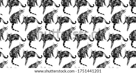 seamless pattern with cats. watercolor kitty illustration