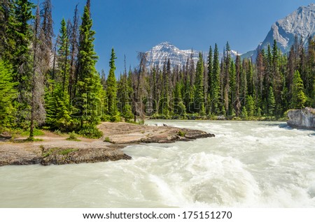 Mountain River at Rocky Mountains, Alberta, Canada.