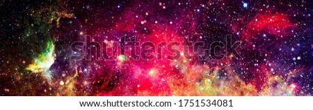 Panorama view universe space shot of milky way galaxy with stars on a night sky background. Elements of this image furnished by NASA.