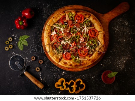 pizza with salami - Italian food