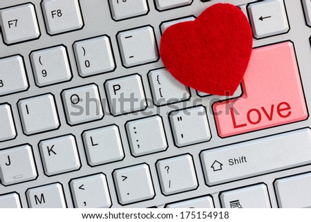 Love concept: Love key on the computer keyboard 