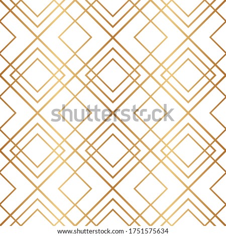 Golden geometric seamless pattern. Gold background. Art deco. Nouveau gatsby. Abstract texture. Vintage tile. Geometric background for design wallpapers, gift wrappers, covers, cases, prints. Vector 