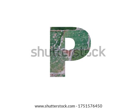 Letter P of the alphabet with green tiles