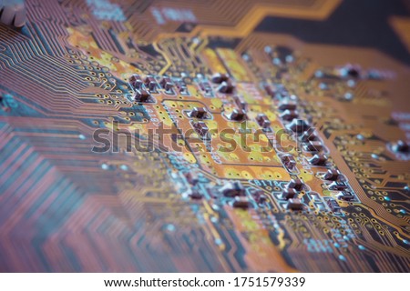 Electronics Circuit board background , close-up photo.