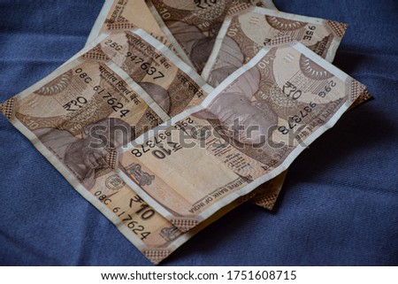 Picture of new Indian ten rupees currency note