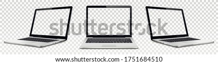 Laptop mock up with transparent screen isolated Royalty-Free Stock Photo #1751684510