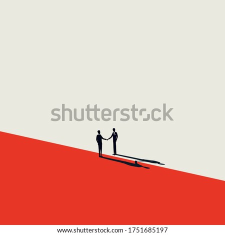 Business negotiation, deal making or acquisition, merger vector concept. Two men shaking hands. Minimal design. Eps10 illustration. Royalty-Free Stock Photo #1751685197