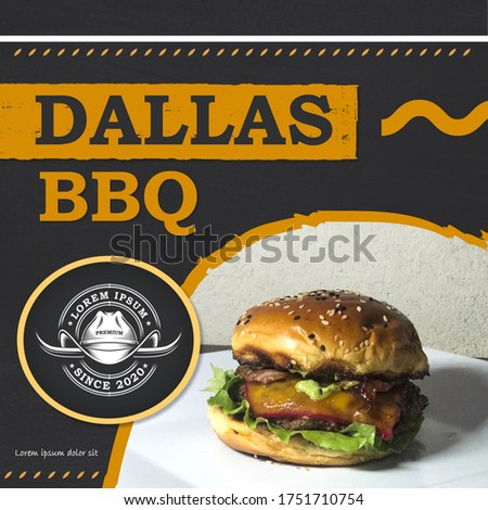 Poster Hamburger Dallas BBQ - Background black