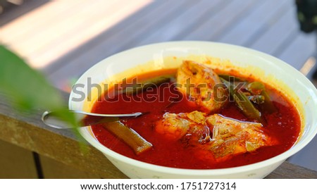 Asam Pedas or translated as Spicy Hot Sour Curry nornally cooked with Fish. Popular in Malaysia and Singapore.
