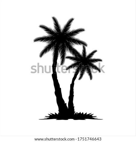 Black Palm Tree Illustration Silhouette Logo Symbol Vector