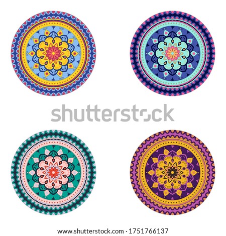 Flower Mandalas. Decorative elements. Oriental pattern.