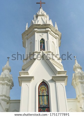 Beautiful white holly church with artwork