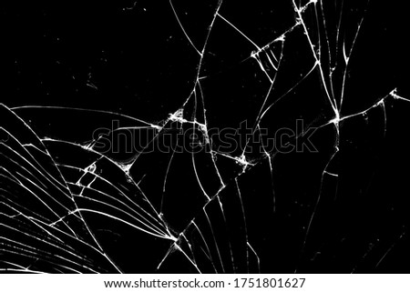 glass in cracks on a black background. template for design