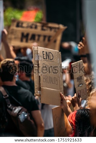 Hawaii, USA.  The banner in the hands of the protesters. Black lives matter - slogan and social issue against violence and systemic racism towards black people.