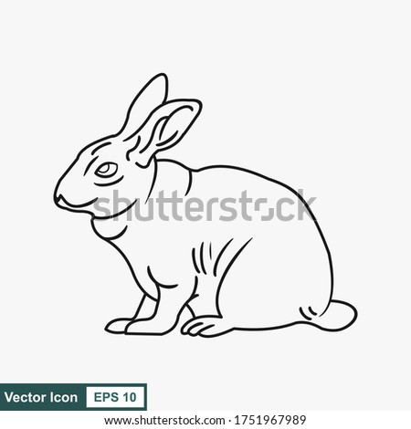 Rabbit. Vector illustration isolated on white background, flat design, cartoon style.