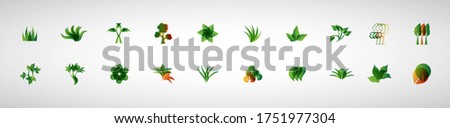 Abstract Leaf And Plant Logo Set - Isolated On White Background - Vector. Leaf And Plant Logo Useful For Grass Icon, Ecology Logo, Eco Symbol And Organic Template Design. Abstract Leaf Icons