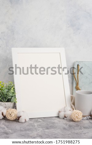 Layout, white frame on the background of the interior. For the inscription and advertising of fonts, logos, and prints.