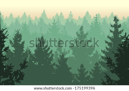 Taiga biome, boreal snow forest seamless pattern. Terrestrial ecosystem  world map. Animals, birds, fish and plants design Stock Vector