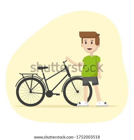 Boy riding a bike vector illustration