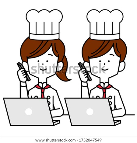 Chef talking while using a computer