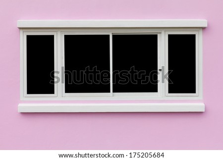 Background window frame in the wall pink black backdrop 