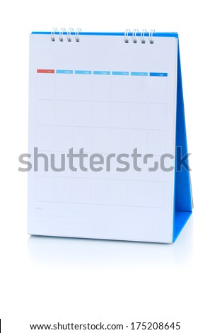 Blank paper desk spiral calendar with soft shadows. Photo 