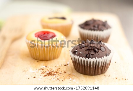 Homemade chocolate cupcake close up