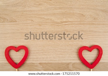 hearts on a wooden background