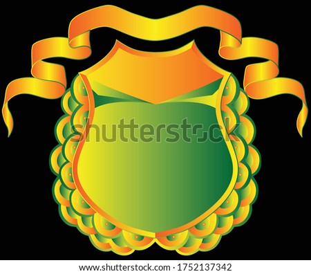 illustration shield badge with in black background