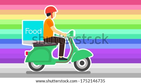 Motorcycle service Food delivery, Flat editable vector illustration, clip art,Color bar horizontal style wallpeper