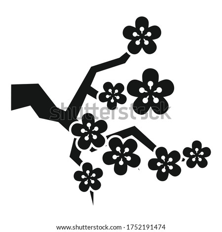 Japanese branch sakura icon. Simple illustration of Japanese branch sakura vector icon for web design isolated on white background