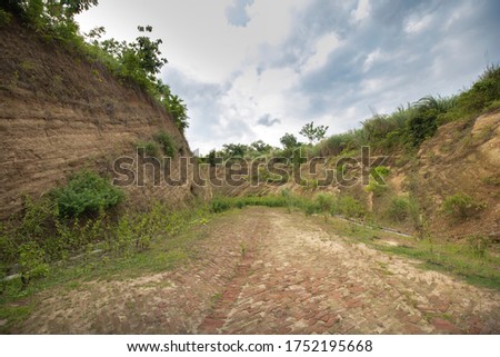 Sloping roads made of Bricks in the hilly forest areas