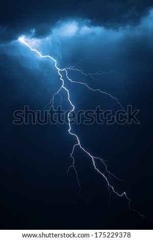 Lightning with dramatic clouds (composite image) Royalty-Free Stock Photo #175229378