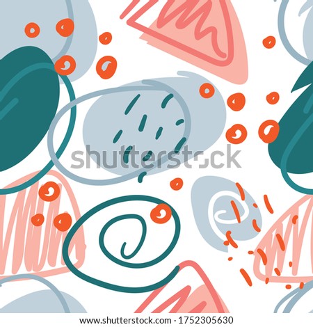 Abstract seamless pattern illustration. Freehand  doodle style, modern decoration. Trendy fashion background for  web page, surface texture and fabrics, textile prints. 