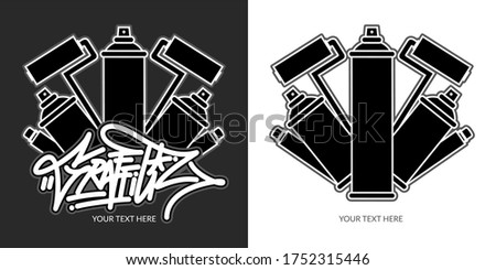 Abstract Graffiti Logo With Spray Cans And Markers Vector Illustration