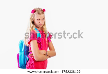 Young beautiful child girl wearing casual t-shirt standing over  thinking looking tired and bored with depression problems with crossed arms