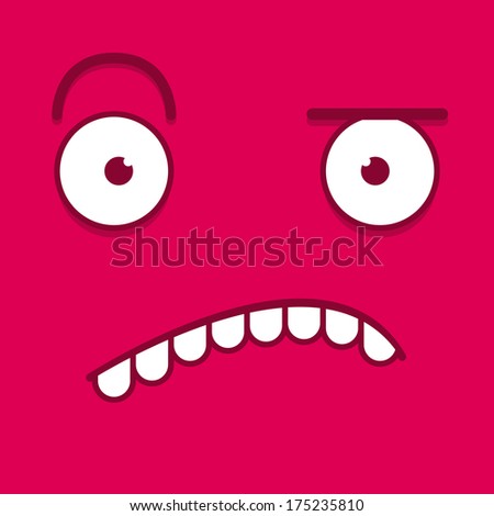 Vector Cute Cartoon Pink Confused Face
