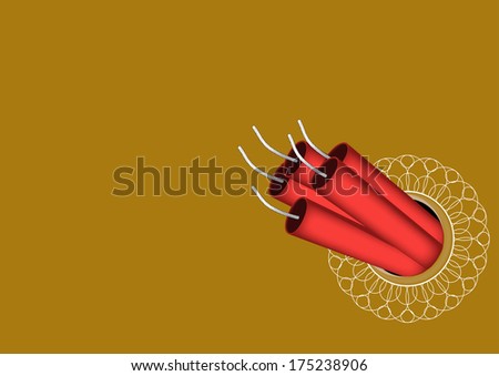 Diwali firecrackers isolated on colored background