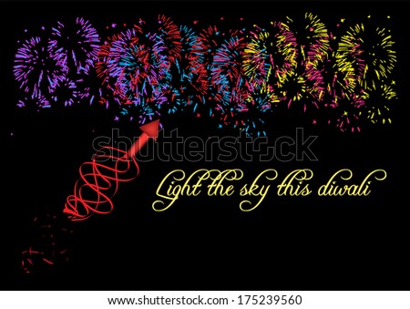 Diwali firework display isolated on black background