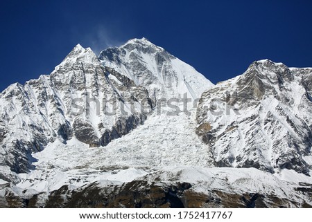 Mt. Dhaulagiri is one of the most formidable peaks to climb.The first successful summit was possible only in 1960 by the Swiss following from the Northeast ridge Royalty-Free Stock Photo #1752417767