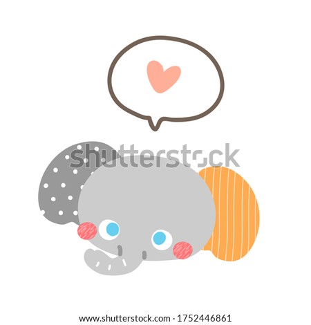 Vector Illustration of Cartoon Elephant Face with Speech Balloon and Heart