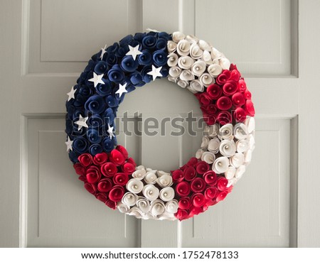 American Wreath on a White Door