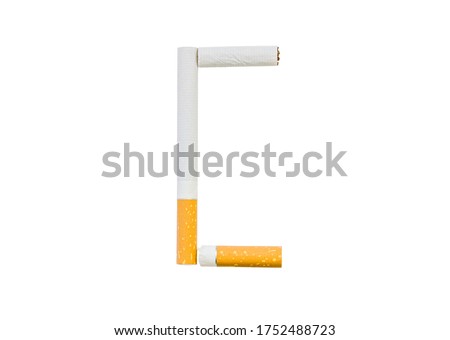 Cigarettes folded in the shape of the letter "C" on a white background