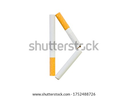 Cigarettes folded in the shape of the letter "D" on a white background