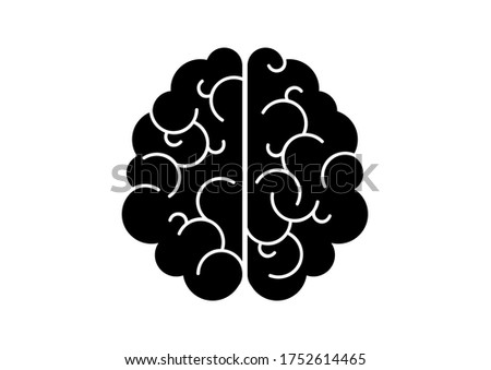 Human brain black simple icon. Brain abstract icon isolated on a white background. Stylized brain clip art