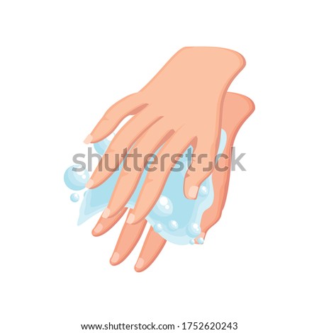 washing hands with water and soap on white background vector illustration design