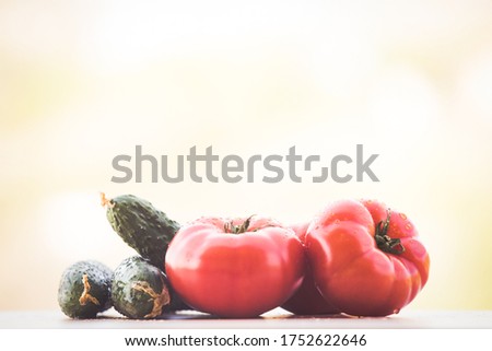 Organic vegetables on wooden table