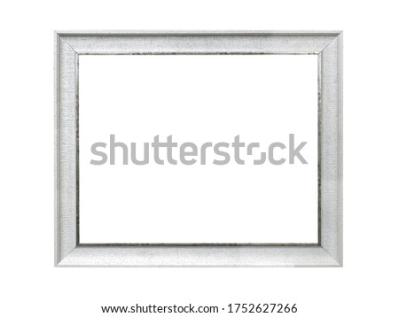 Empty silver wooden frame for paintings or photo. Isolated on white background