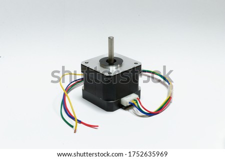 Close up of a electric motor with wires isolated on a white background 