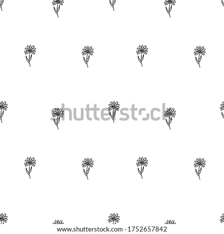 Flowers seamless pattern. Doodle flowers hand-drawn. Vector romantic background. Fine scatter pattern.